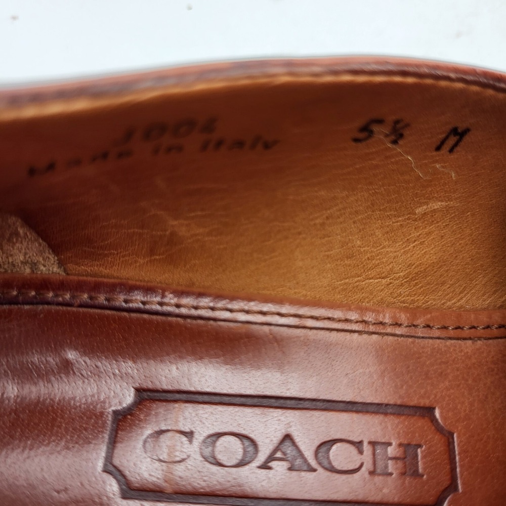 Coach Loafers Womens Size 5.5 M Brown Leather Flats Shoes Buckle Italy - Picture 14 of 16